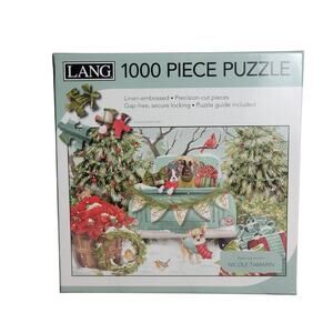 LANG 1000 Piece Puzzle Christmas Dogs in Truck Pets Holidays NEW Sealed 29"x20"